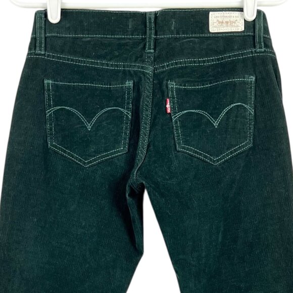 Levi's 524 Women's Stretch Too Superlow Skinny Green Corduroy Pants Size 26x30 - Picture 4 of 10